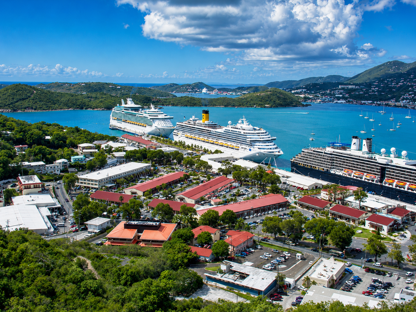 St. Thomas harbor shore excursion cruise ships docked in Charlotte Amalie