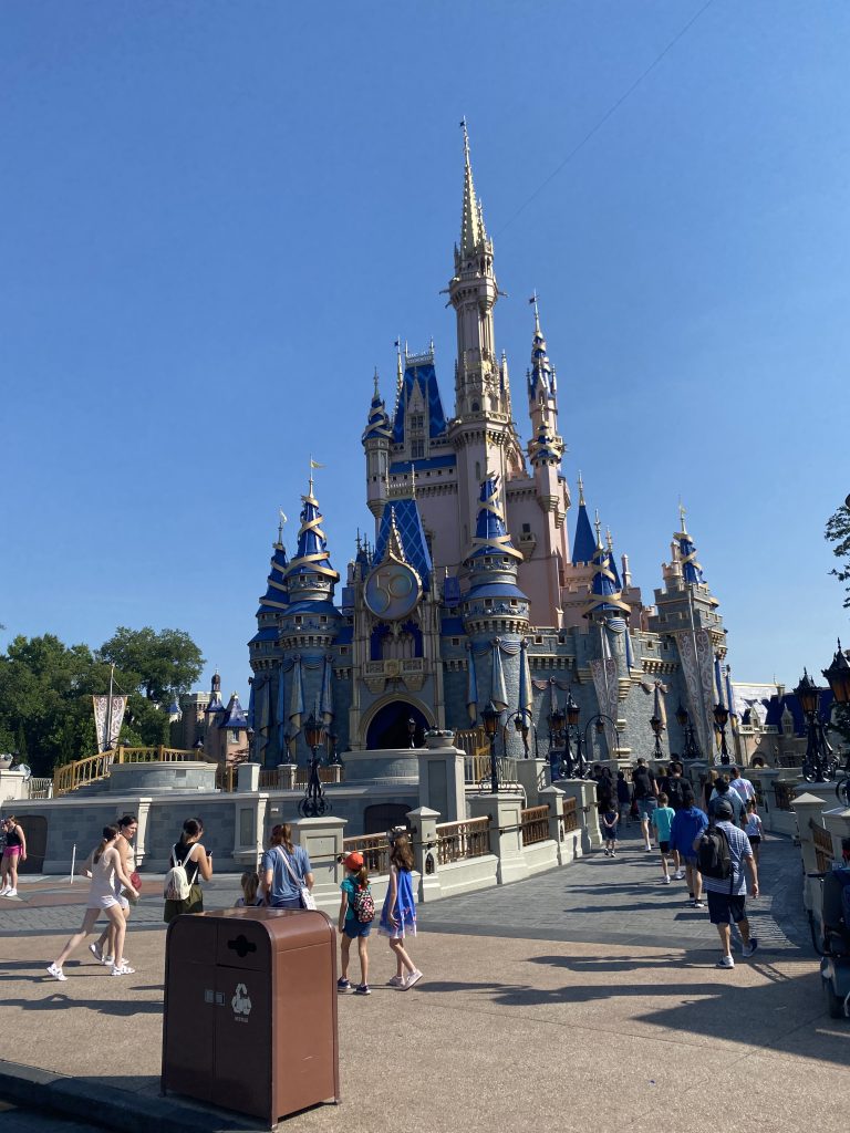 Cinderella Castle at Magic Kingdom Disney World on a clear sunny day